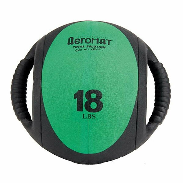 Aeromat Dual Grip Power Med Ball 9 in. Dia. 18 LB Black- Green 35137